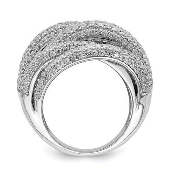 Sterling Shimmer Sterling Silver Rhodium-plated 536 Stone Pavé CZ Ring - Picture 4 of 5
